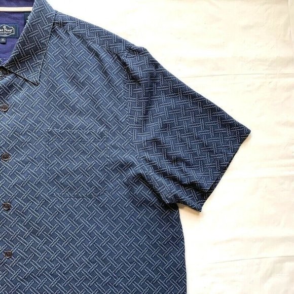 Nat Nast Luxury Originals Shirt Mens XL Silk Blend Geometric Short Sleeve Vented - Picture 7 of 12